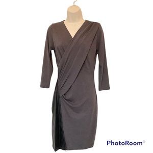 Alice Blue Womens Raine Gray Faux Leather Wrap Dress Size Small Long Sleeve